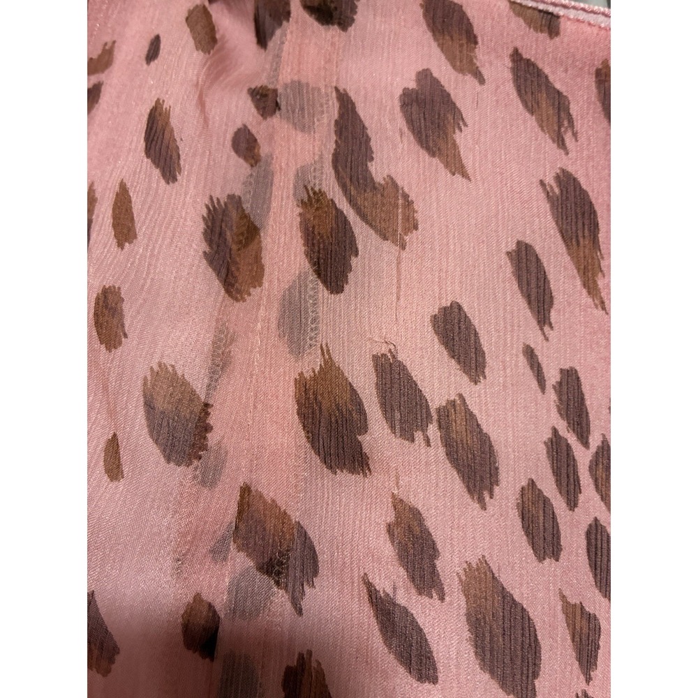 Dana Buchman Women Pink Silk Leopard Print Skirt Ruffle Hem Whimsigoth Y2K Sz 12 - Picture 6 of 9